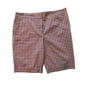 Women's Jones New York Shorts Size 18 Pink Black Plaid Stretch NEW